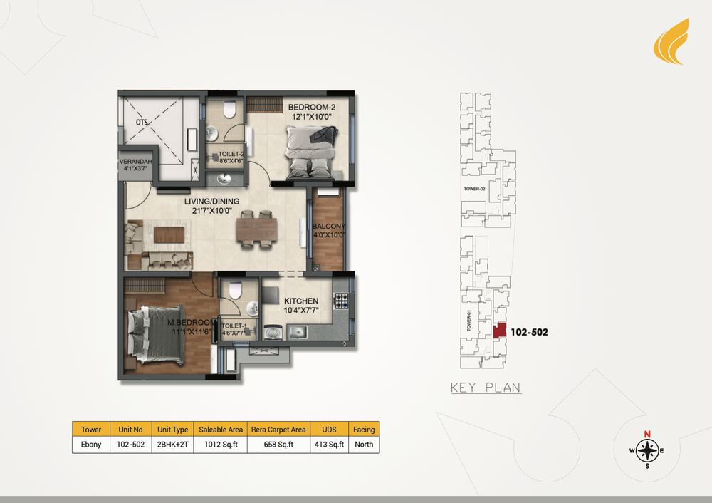 DRA Richburg 2 BHK floor plan (preview)