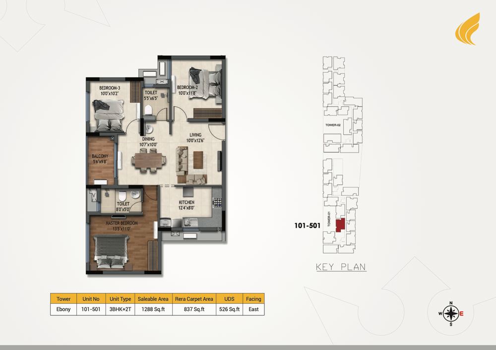 DRA Richburg 3 BHK floor plan (preview)